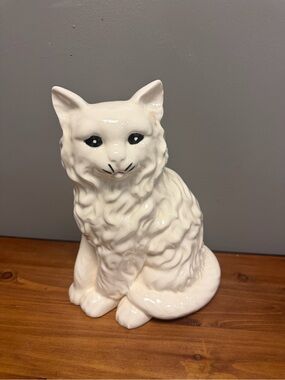Vintage 12" Ceramic White Cat Statue